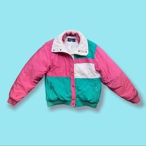 Vintage 80s Color Block Puffer Jacket